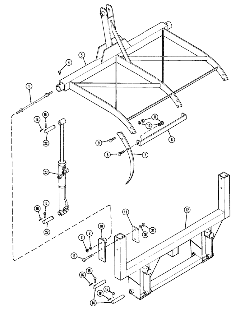 Схема запчастей Case IH 90 - (24) - GRAPPLE OVER BUCKET, THREE TOOTH (82) - FRONT LOADER & BUCKET