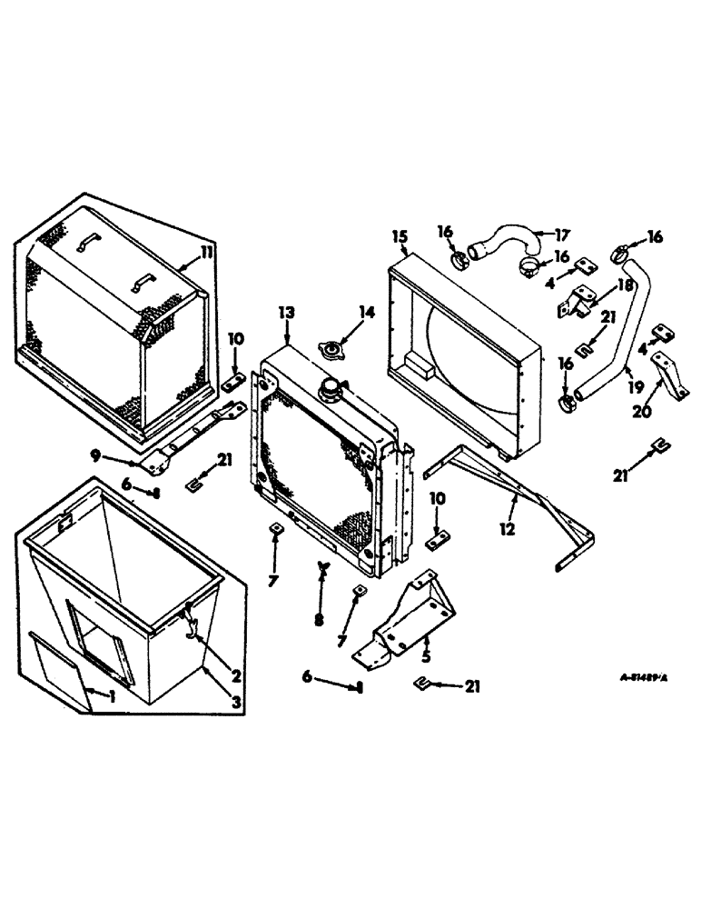 Схема запчастей Case IH 403 - (230) - AIR CHUTE, RADIATOR AND CONNECTIONS, COMBINE S/N 806 AND ABOVE, D-301 ENGINE (10) - ENGINE