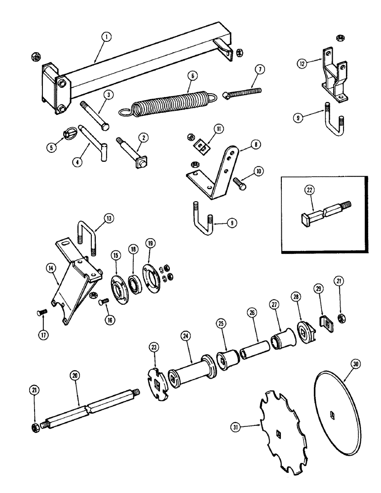 Схема запчастей Case IH F21 - (044) - 5 BLADE WING GANG, FRONT LEFT, 7 INCH SPACING, F21, F21-7-214 & 228 