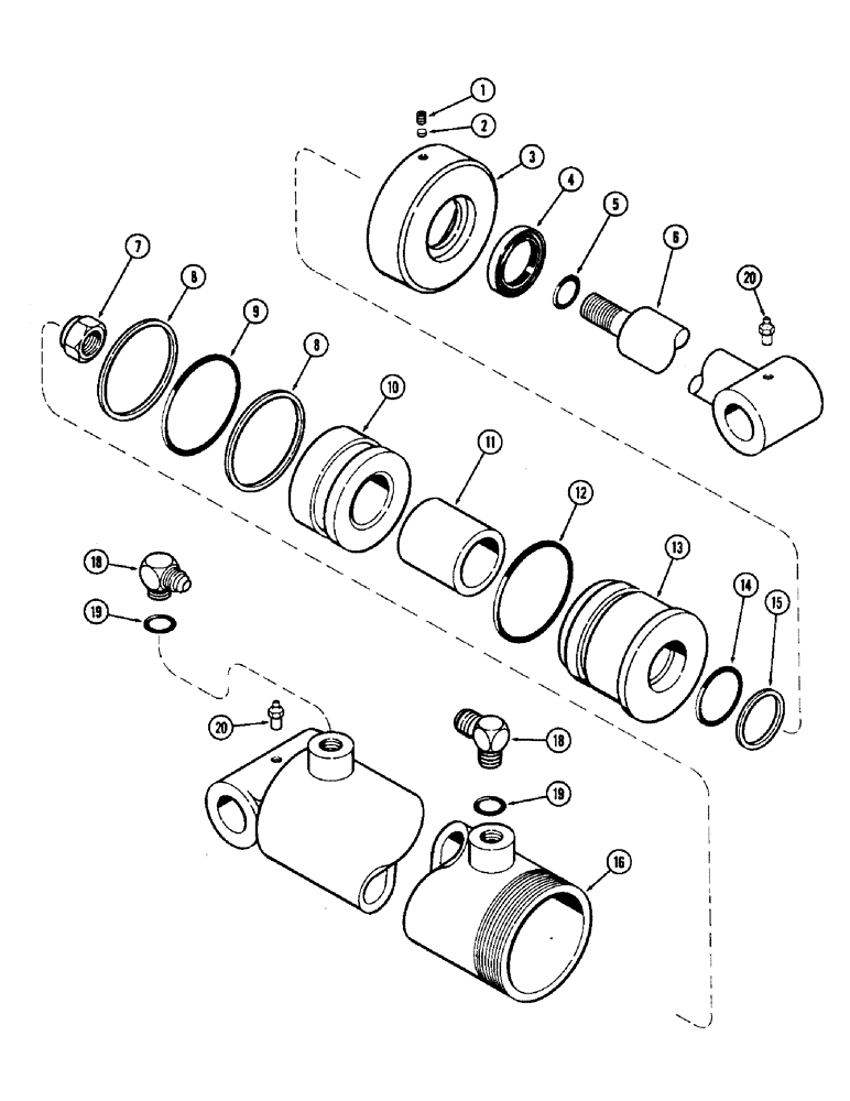 Схема запчастей Case IH 65 - (38) - BUCKET CYLINDER, USED SERIAL NO. 1611964 AND AFTER (35) - HYDRAULIC SYSTEMS