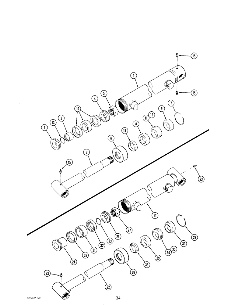 Схема запчастей Case IH L108 - (34) - BUCKET CYLINDERS (08) - HYDRAULICS