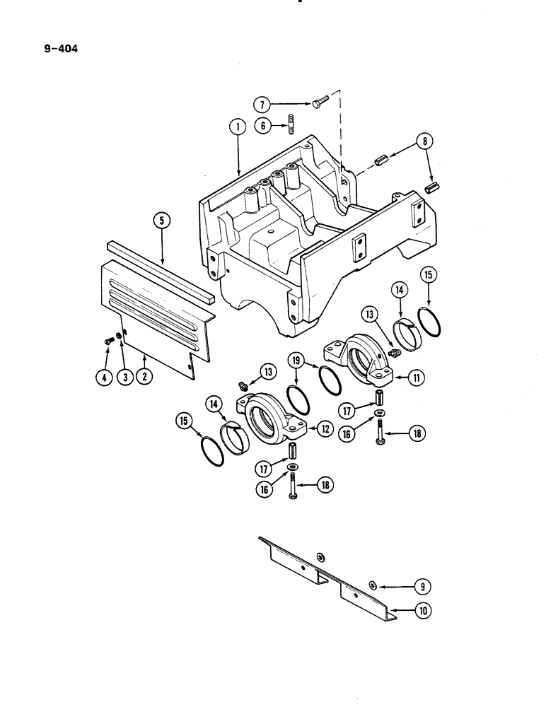 Схема запчастей Case IH 485 - (9-404) - FRONT BOLSTER, 4 WHEEL DRIVE, P.I.N. 18001 AND AFTER (09) - CHASSIS/ATTACHMENTS