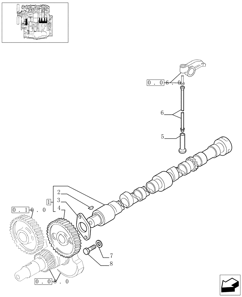 Схема запчастей Case IH JX1070C - (0.12.0) - CAMSHAFT AND RELATED PARTS (01) - ENGINE