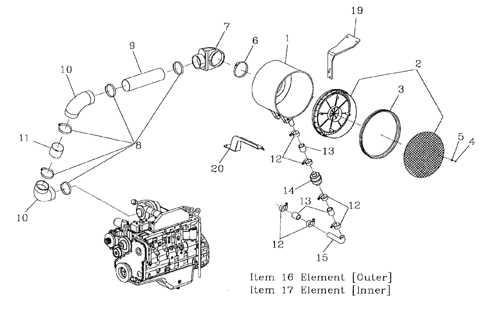 Схема запчастей Case IH AUSTOFT - (C03[02]) - AIR CLEANER Engine & Engine Attachments