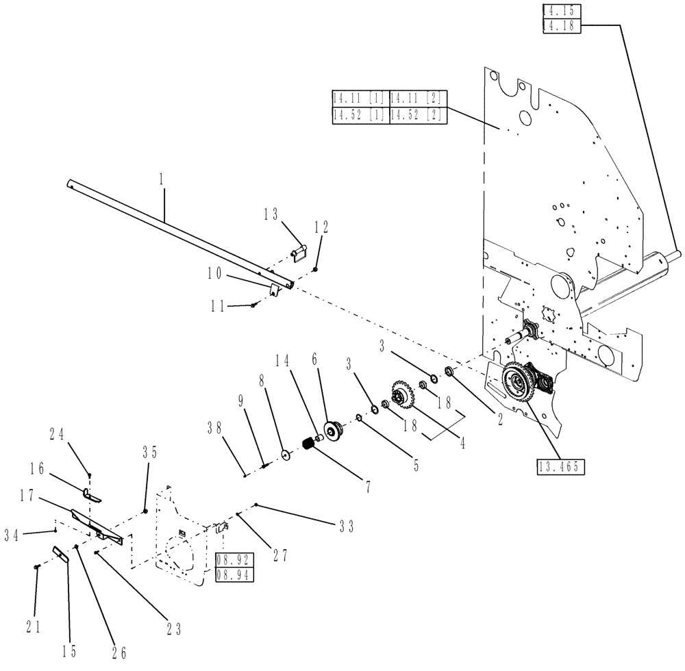 Схема запчастей Case IH RB464 - (13.740[1]) - ROTOR REVERSE & CLUTCH, MECHANICAL, NORTH AMERICA (13) - FEEDER