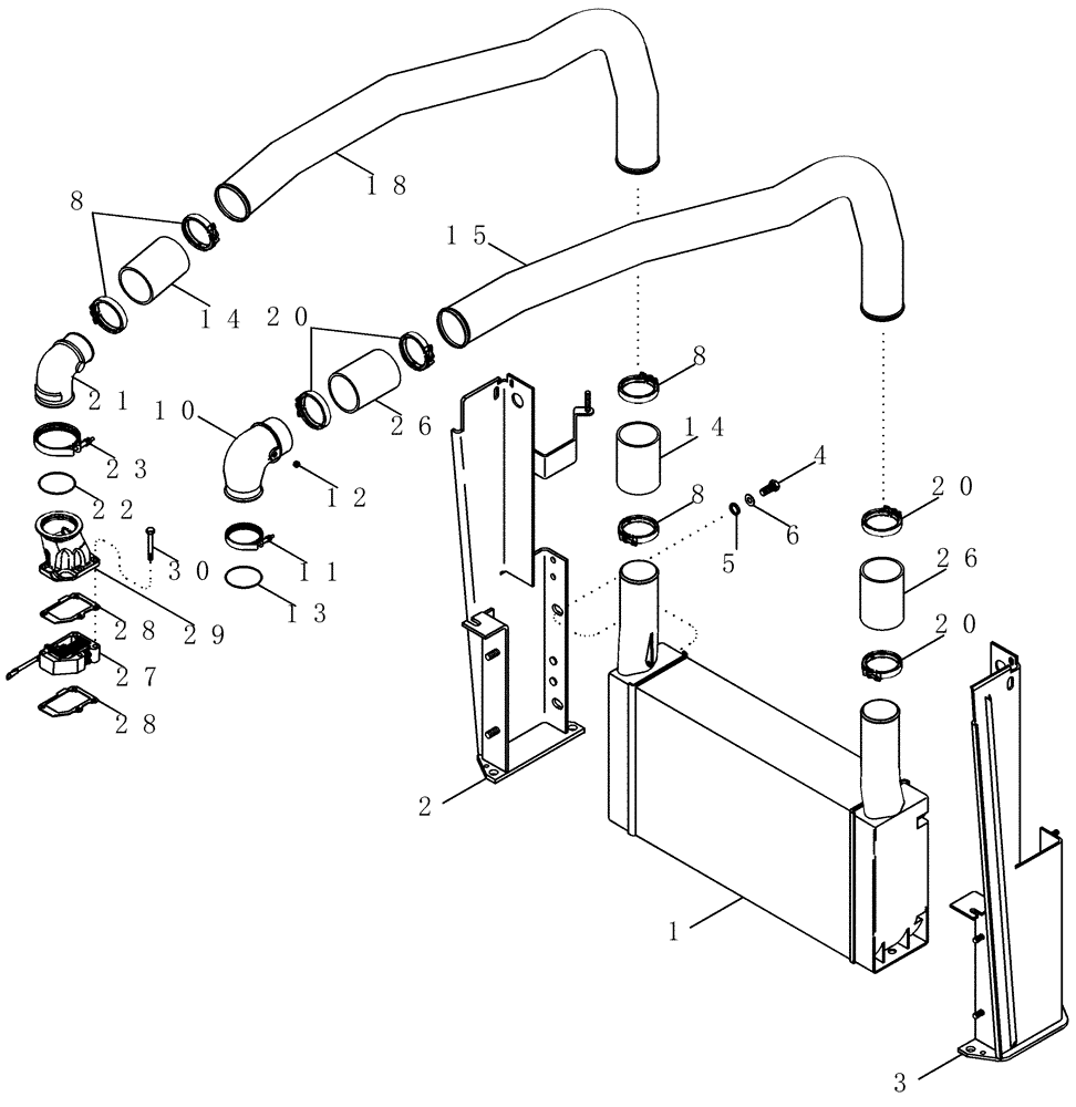 Схема запчастей Case IH MX305 - (02-05) - AFTERCOOLER (02) - ENGINE