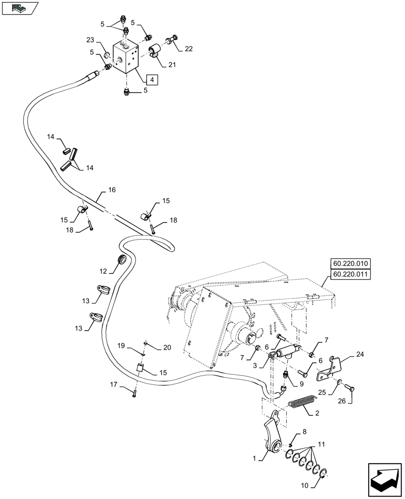 Схема запчастей Case IH LB424R XL - (35.860.010) - PICK-UP STOP (35) - HYDRAULIC SYSTEMS
