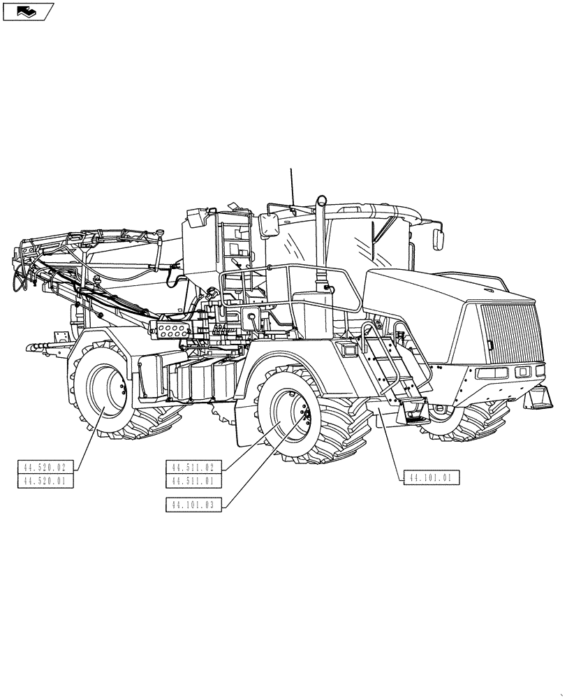 Схема запчастей Case IH TITAN 4530 - (44.000.00) - PICTORIAL INDEX - WHEELS (44) - WHEELS