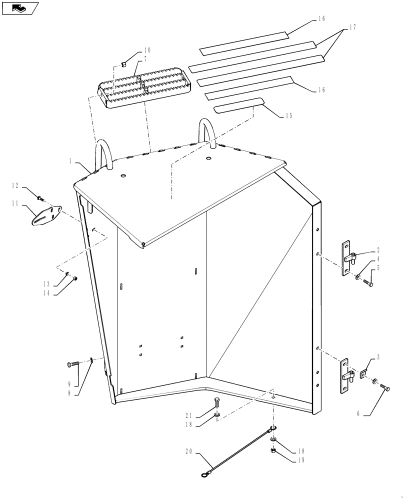 Схема запчастей Case IH STEIGER 500 - (90.105.01) - ACCESS DOOR AND PLATFORM ACCESS LADDER, RIGHT SIDE - WHEELED (90) - PLATFORM, CAB, BODYWORK AND DECALS
