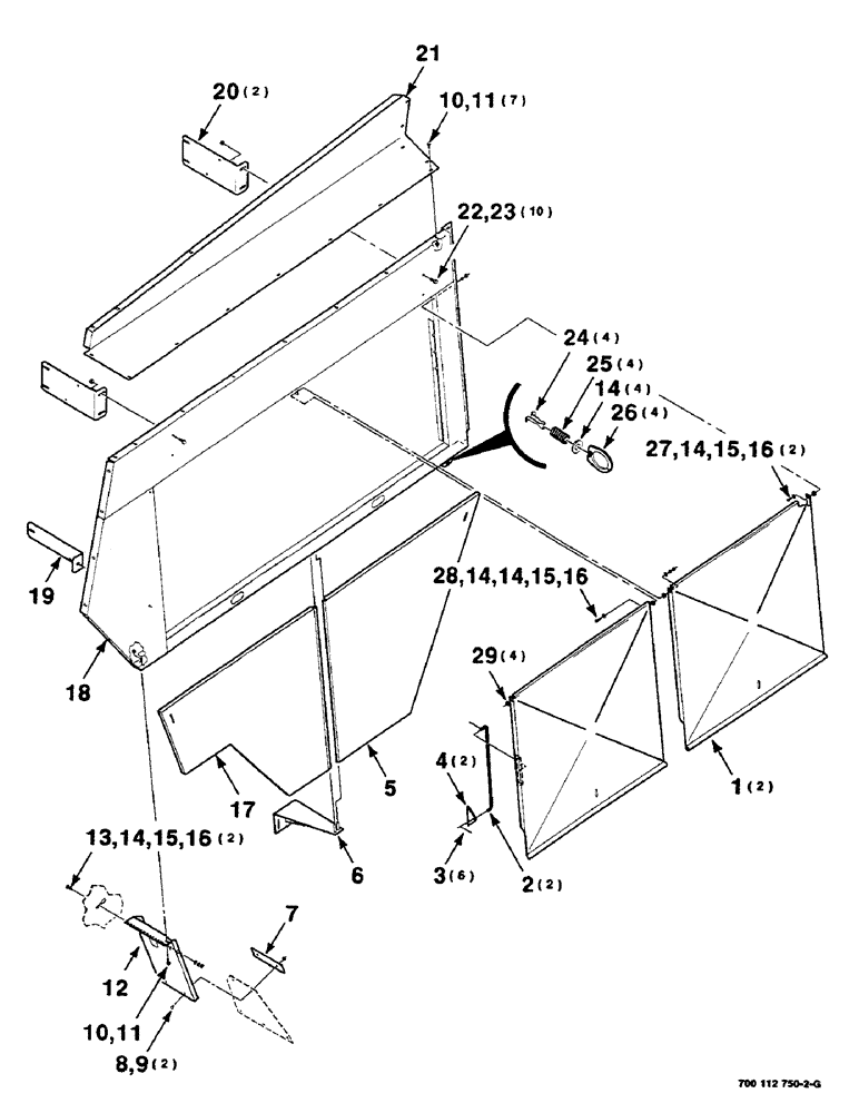 Схема запчастей Case IH 8590 - (07-12) - SHIELDS ASSEMBLY, LEFT (12) - MAIN FRAME
