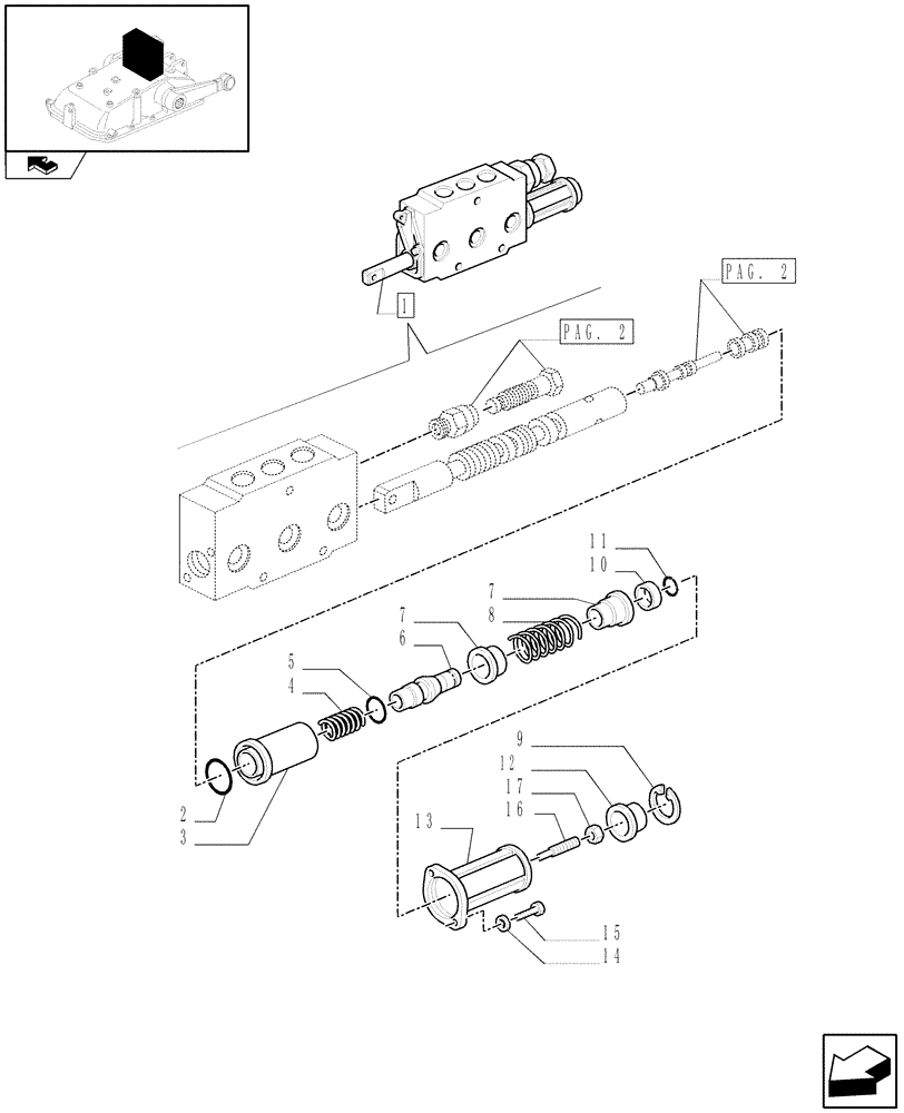 Схема запчастей Case IH FARMALL 95C - (1.82.7/01A[03]) - SIMPLE DOUBLE EFFECT DISTRIBUTOR WITH AUTOMATIC CUTOUT - BREAKDOWN (07) - HYDRAULIC SYSTEM