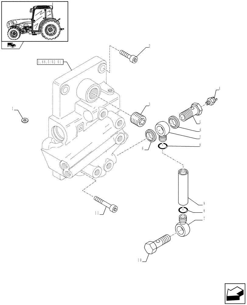 Схема запчастей Case IH FARMALL 105N - (1.68.5/02[02]) - PARKING LOCK (FOR HI-LO 32+16) (VAR.331286 / 743968) (05) - REAR AXLE