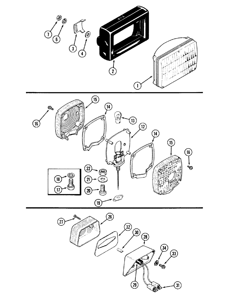 Схема запчастей Case IH 2394 - (4-52) - HEAD LAMP, FLASHER LAMP, TAIL LAMP (04) - ELECTRICAL SYSTEMS