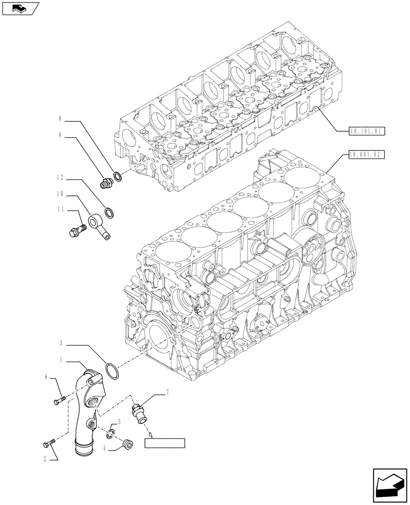 Схема запчастей Case IH F2CFE613F A010 - (10.402.01[01]) - WATER PUMP PIPES (504382682 - 504322623 - 504387190 - 5801422773) 