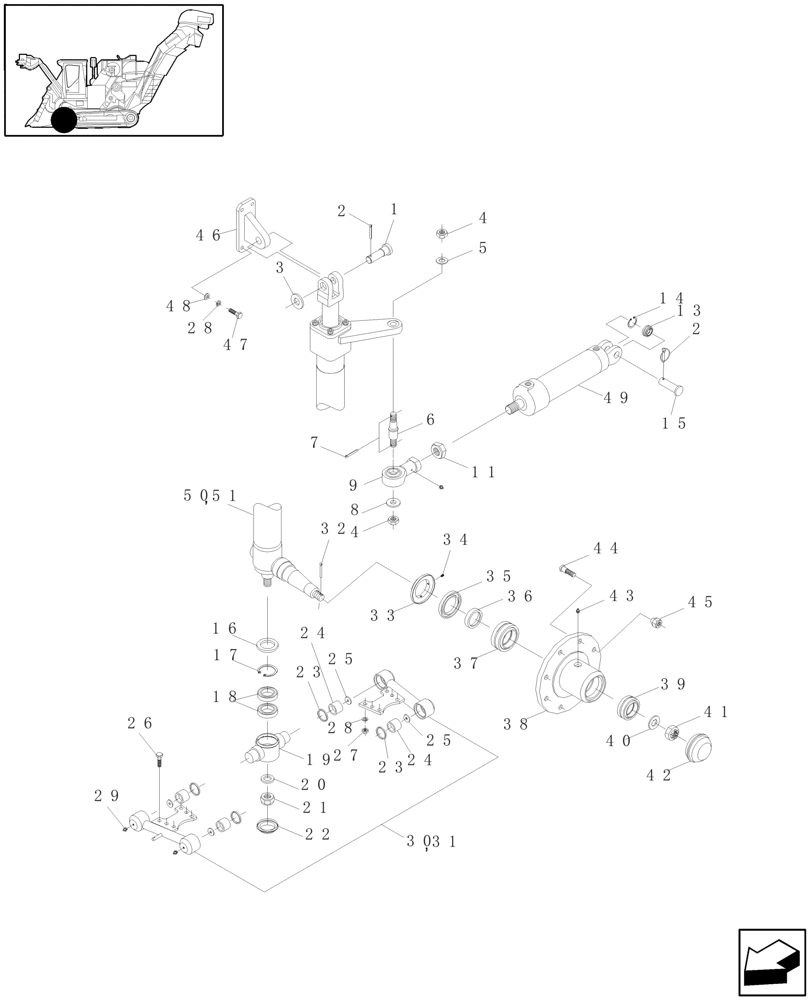 Схема запчастей Case IH A4000 - (A09.01[01]) - STEERING AND FRONT SUSPENSION Mainframe & Functioning Components