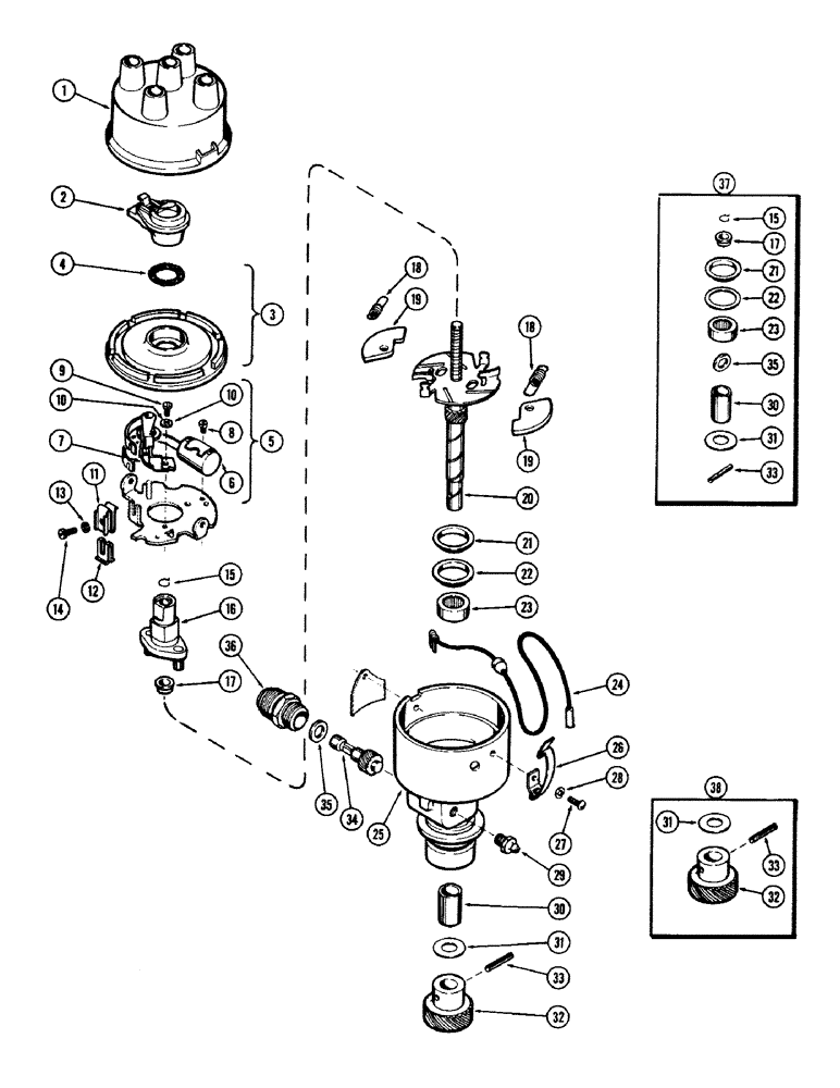 Схема запчастей Case IH M570 - (036) - DISTRIBUTOR, (159) SPARK IGNITION ENGINE (04) - ELECTRICAL SYSTEMS