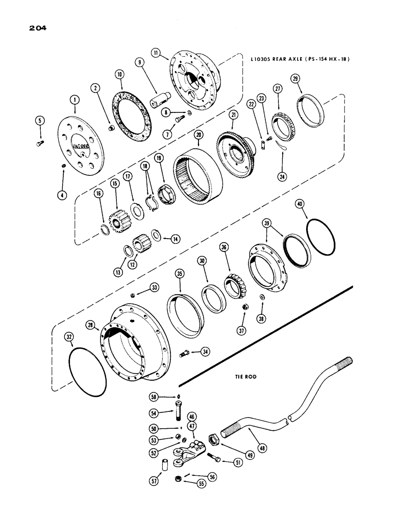 Схема запчастей Case IH 1200 - (204) - L10305 REAR AXLE PLANETARY, 19.03 RATIO WITH CARDON JOINT (06) - POWER TRAIN
