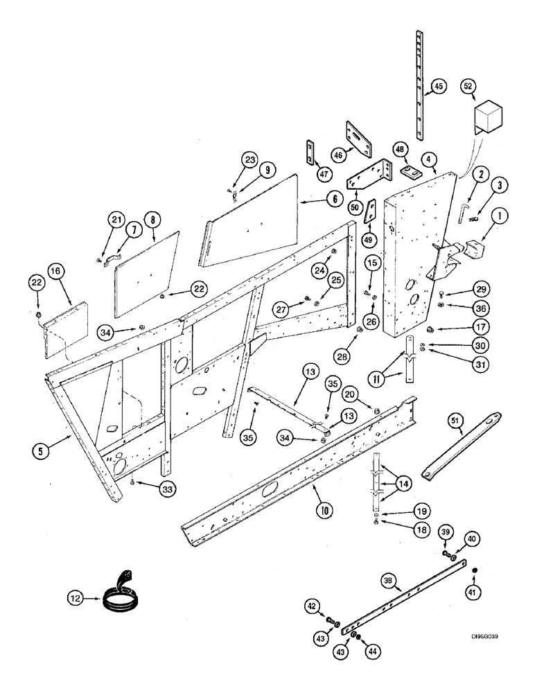 Схема запчастей Case IH 2188 - (9H-06) - LEFT HAND SEPARATOR DOORS, SIDE AND SUPPORTS (12) - CHASSIS