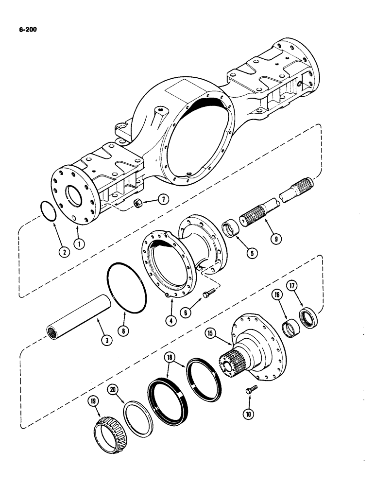Схема запчастей Case IH 4490 - (6-200) - REAR AXLE AND DIFFERENTIAL ASSEMBLY, RIGID AXLE AND EXTENSION (06) - POWER TRAIN