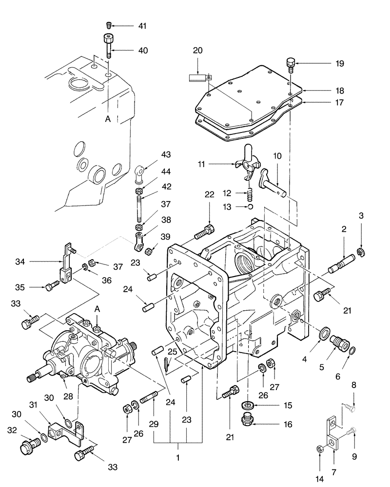 Схема запчастей Case IH FARMALL 31 - (03.05) - FRONT TRANSMISSION CASE & SHIFTER, W/HST (03) - TRANSMISSION