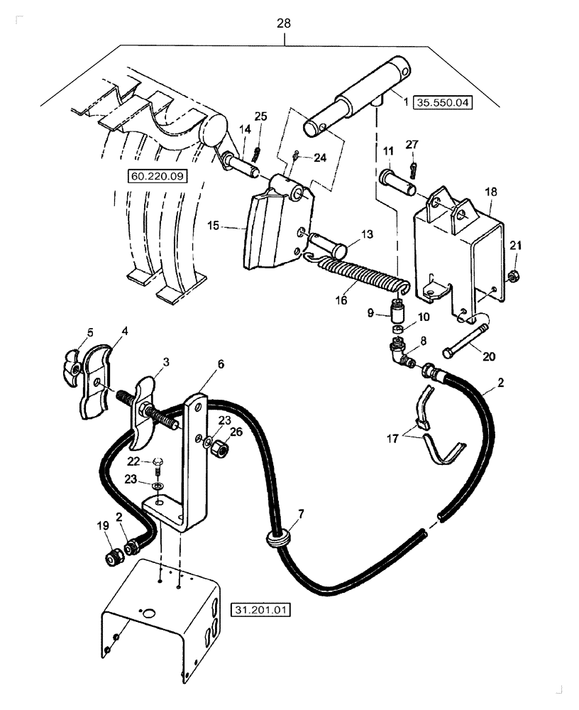 Схема запчастей Case IH SB521 - (35.550.03) - HYDRAULIC PICKUP LIFT (35) - HYDRAULIC SYSTEMS