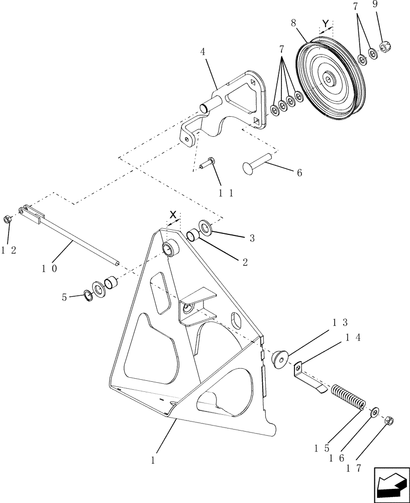 Схема запчастей Case IH 9010 - (74.101.05[02]) - TENSIONER - 9010 (74) - CLEANING