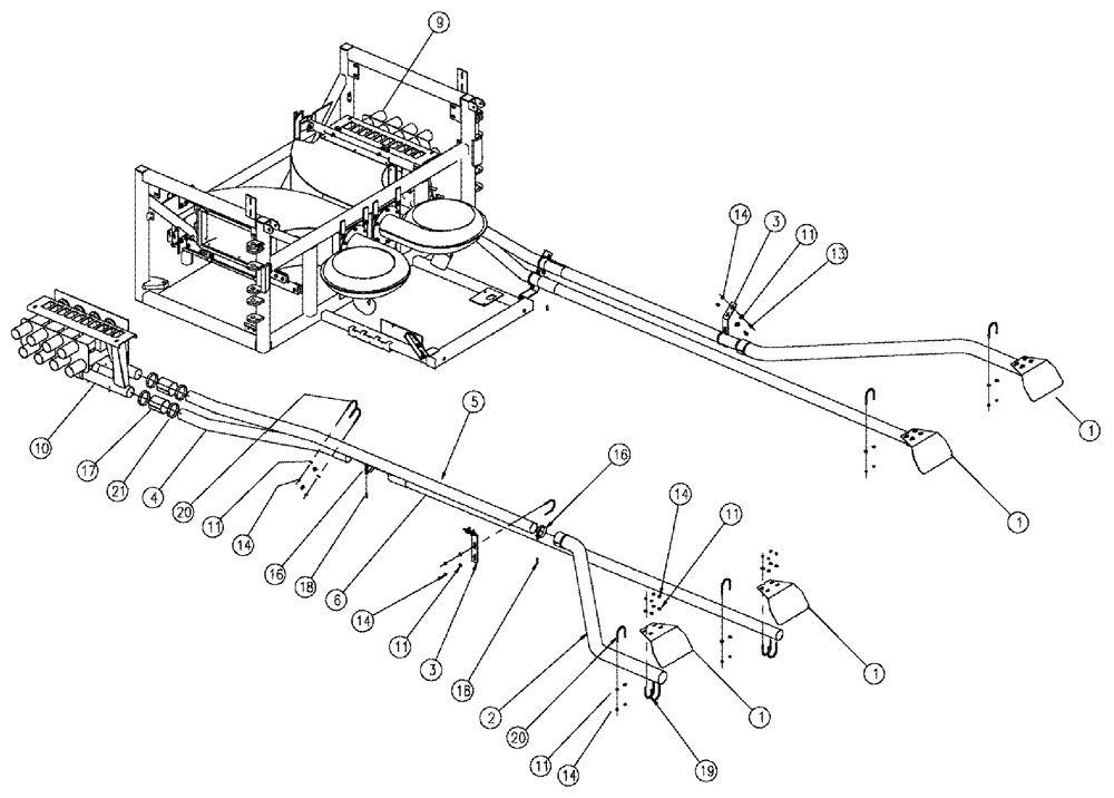 Схема запчастей Case IH 810 - (04-013) - TUBES GROUP, MID, 2.5", 60 Boom Group