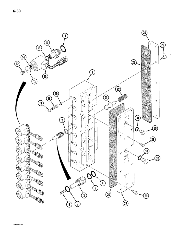 Схема запчастей Case IH 9150 - (6-030) - TRANSMISSION, RANGE SELECTOR VALVE, WITH MOLDED PLASTIC ENCASED SOLENOID COILS (06) - POWER TRAIN