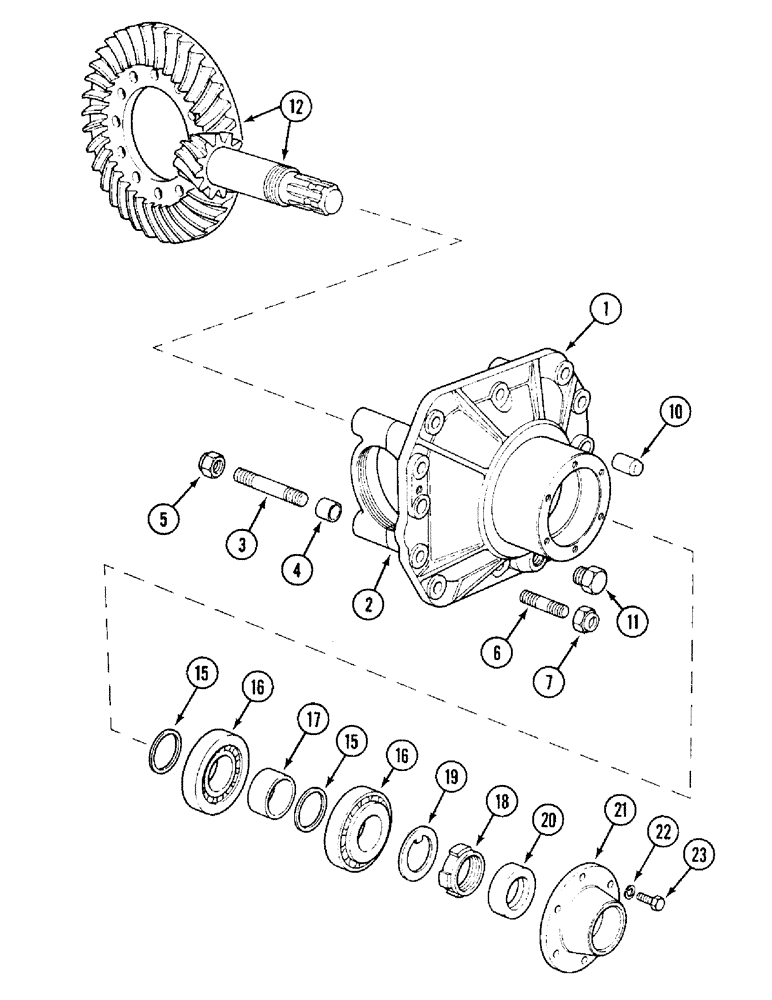 Схема запчастей Case IH 1394 - (5-172) - FRONT AXLE DIFFERENTIAL HOUSING, MFD TRACTORS, P.I.N. 11503001 AND AFTER (05) - STEERING