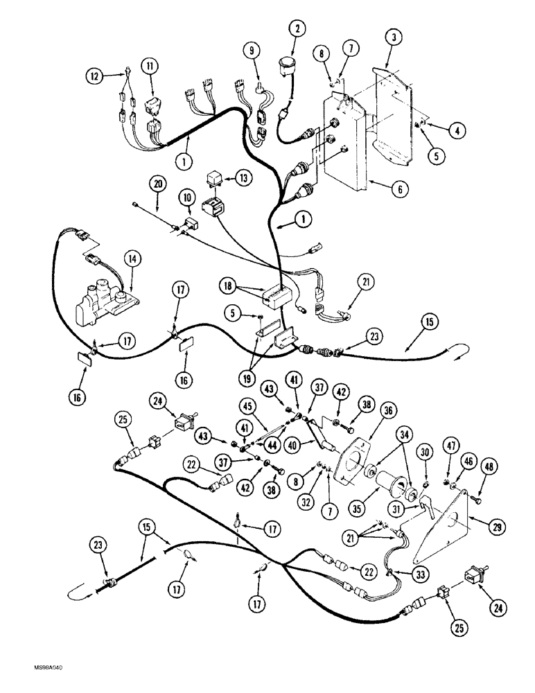 Схема запчастей Case IH 9330 - (4-066) - THREE POINT HITCH HARNESS, PRIOR TO P.I.N. JEE0069665 (04) - ELECTRICAL SYSTEMS