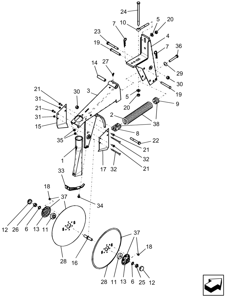 Схема запчастей Case IH 1220 - (75.110.19) - DOUBLE DISC OPENERS, DRY FERTILIZER (75) - SOIL PREPARATION