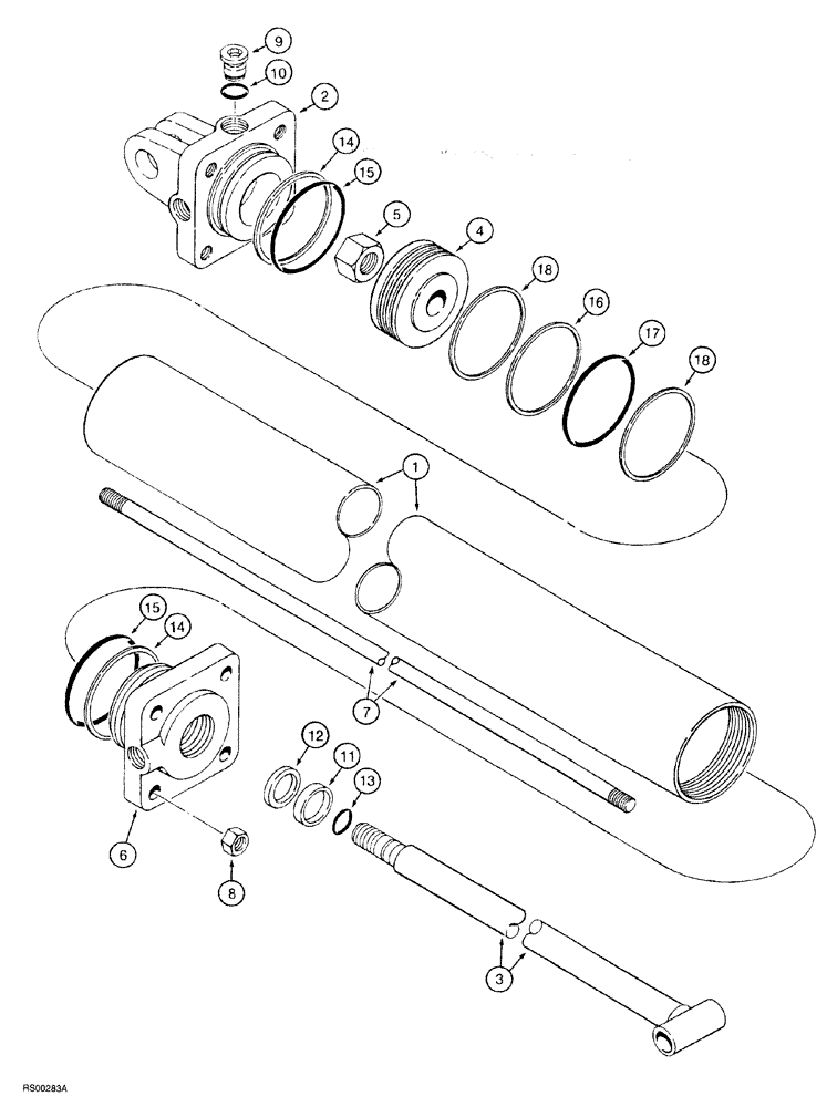 Схема запчастей Case IH 5700 - (8-070) - CYLINDER ASSEMBLY - 1954089C1, 4-1/2 ID X 34 INCH STROKE (08) - HYDRAULICS