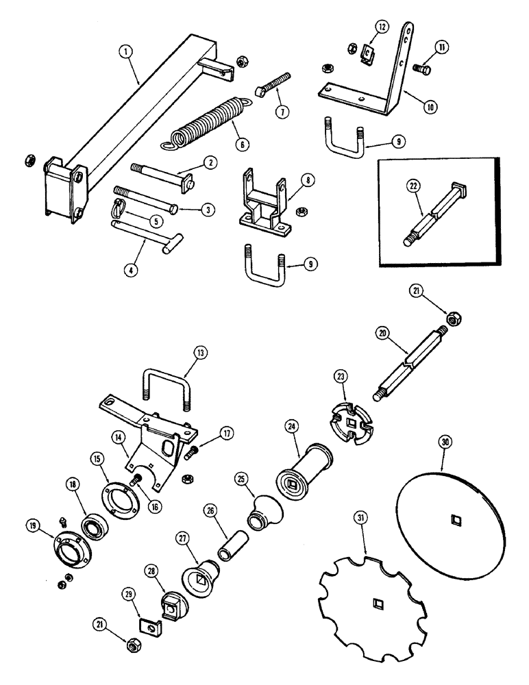 Схема запчастей Case IH F21 - (086) - 4 BLADE WING GANG, REAR LEFT, 9 INCH SPACING, F21, F21-9-216 