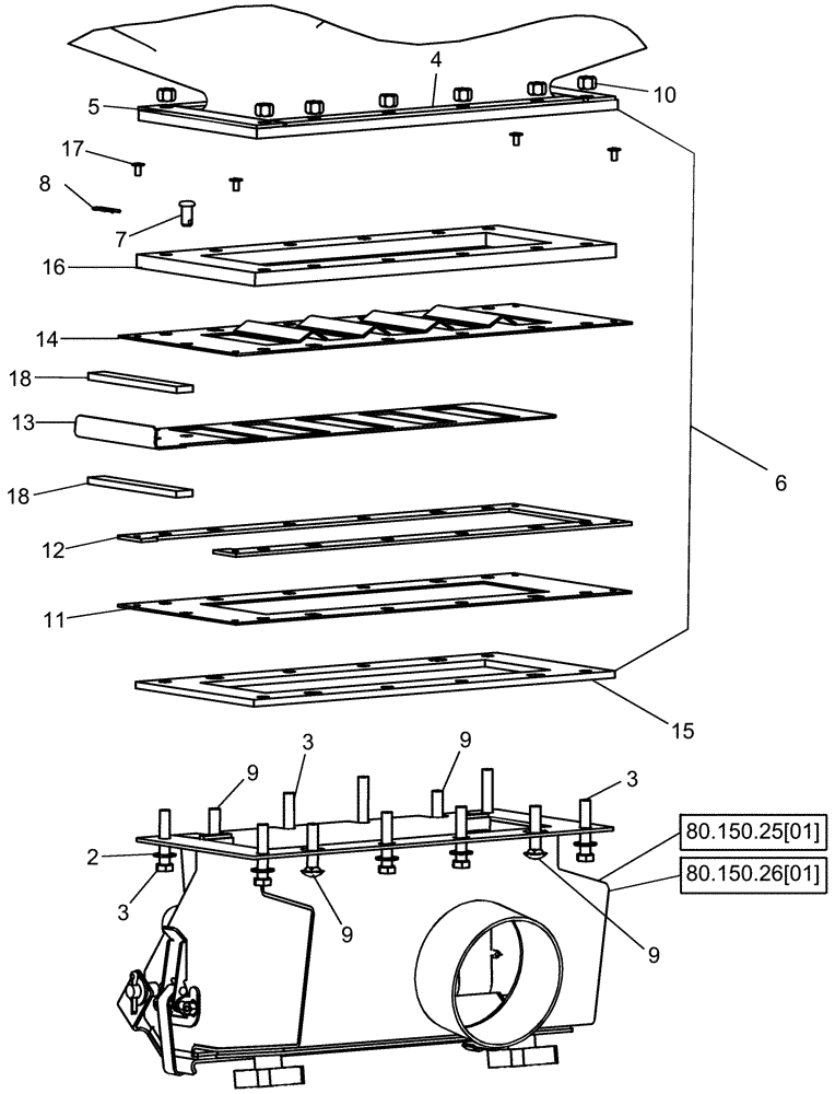 Схема запчастей Case IH 1250 - (80.150.23[01]) - BULK FILL - SEED BOX MOUNT AND SHUT-OFF SEED DOOR BSN Y9S007001 (80) - CROP STORAGE/UNLOADING