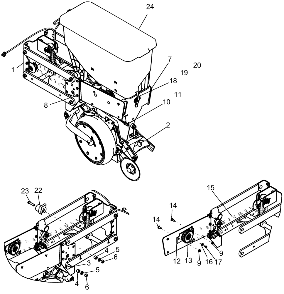 Схема запчастей Case IH 1250 - (75.200.13) - ROW UNIT - WITH STANDARD LINKAGE AND ROW HOPPER (75) - SOIL PREPARATION
