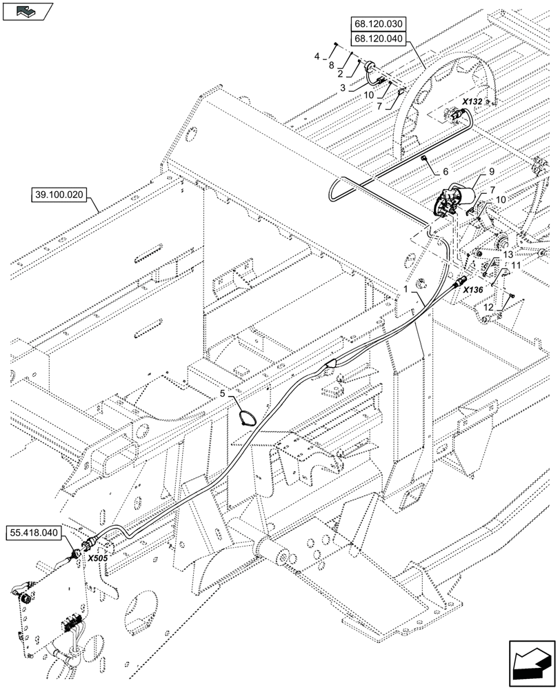 Схема запчастей Case IH LB324R - (55.629.010) - ELECTRONIC BALE LENGTH ADJUSTMENT (55) - ELECTRICAL SYSTEMS