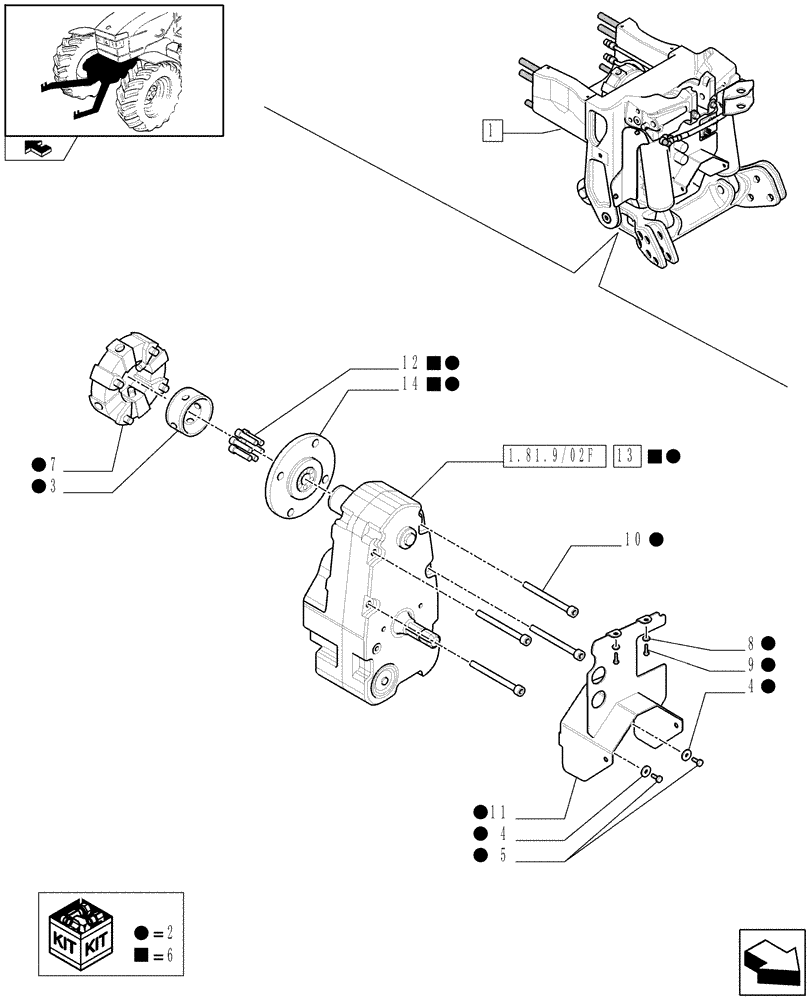 Схема запчастей Case IH PUMA 195 - (1.81.9/04A[02]) - FRONT HPL WITH PTO WITH AUX. COUPLERS - BREAKDOWN (07) - HYDRAULIC SYSTEM