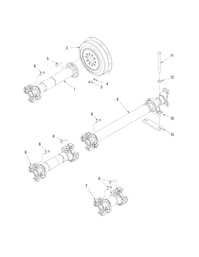Схема запчастей Case IH STEIGER 330 - (06-08) - DRIVE SHAFTS AND MOUNTING, WITHOUT ACCUSTEER (06) - POWER TRAIN