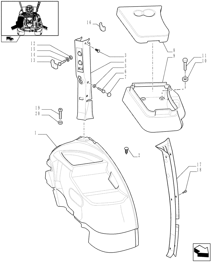 Схема запчастей Case IH MAXXUM 115 - (1.93.0[01]) - CONTROLS COVER - LH - C6742 (10) - OPERATORS PLATFORM/CAB