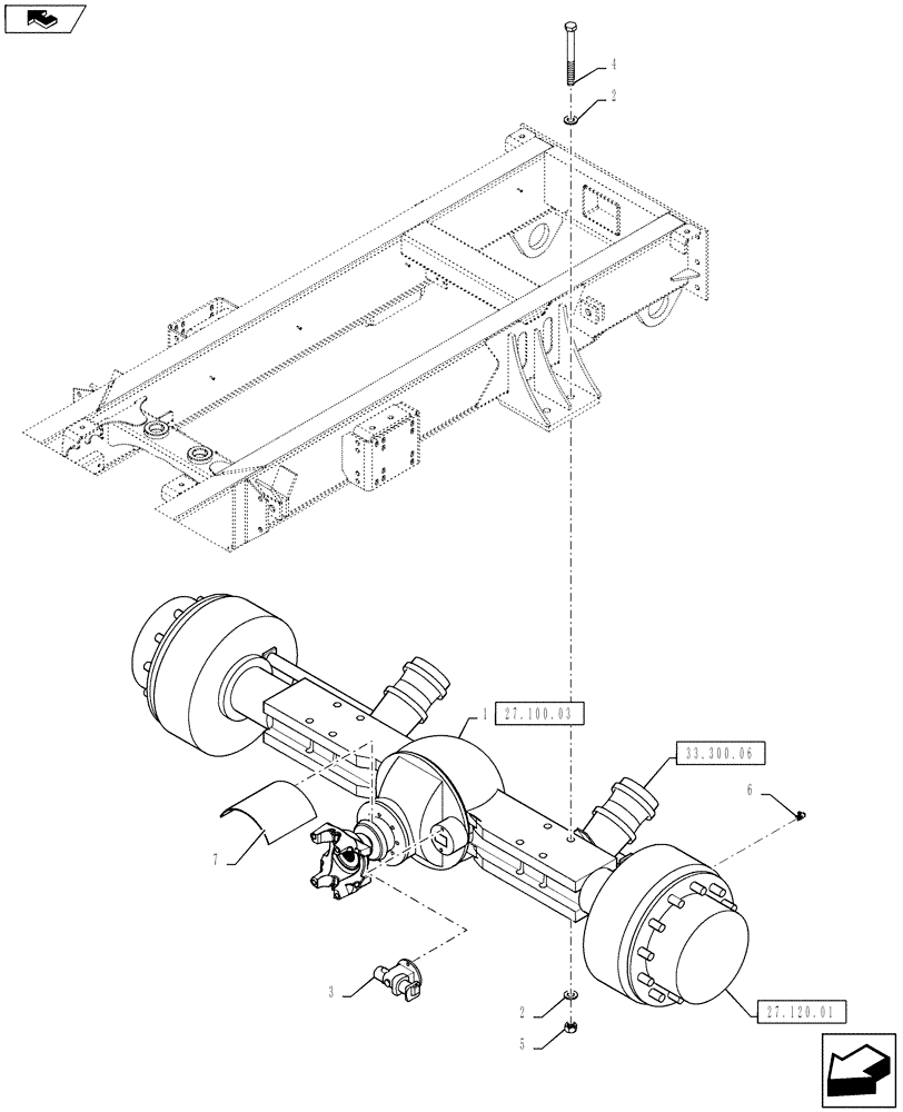 Схема запчастей Case IH TITAN 3530 - (27.100.02) - REAR AXLE MOUNTING WITH AUXILIARY TRANSMISSION (27) - REAR AXLE SYSTEM