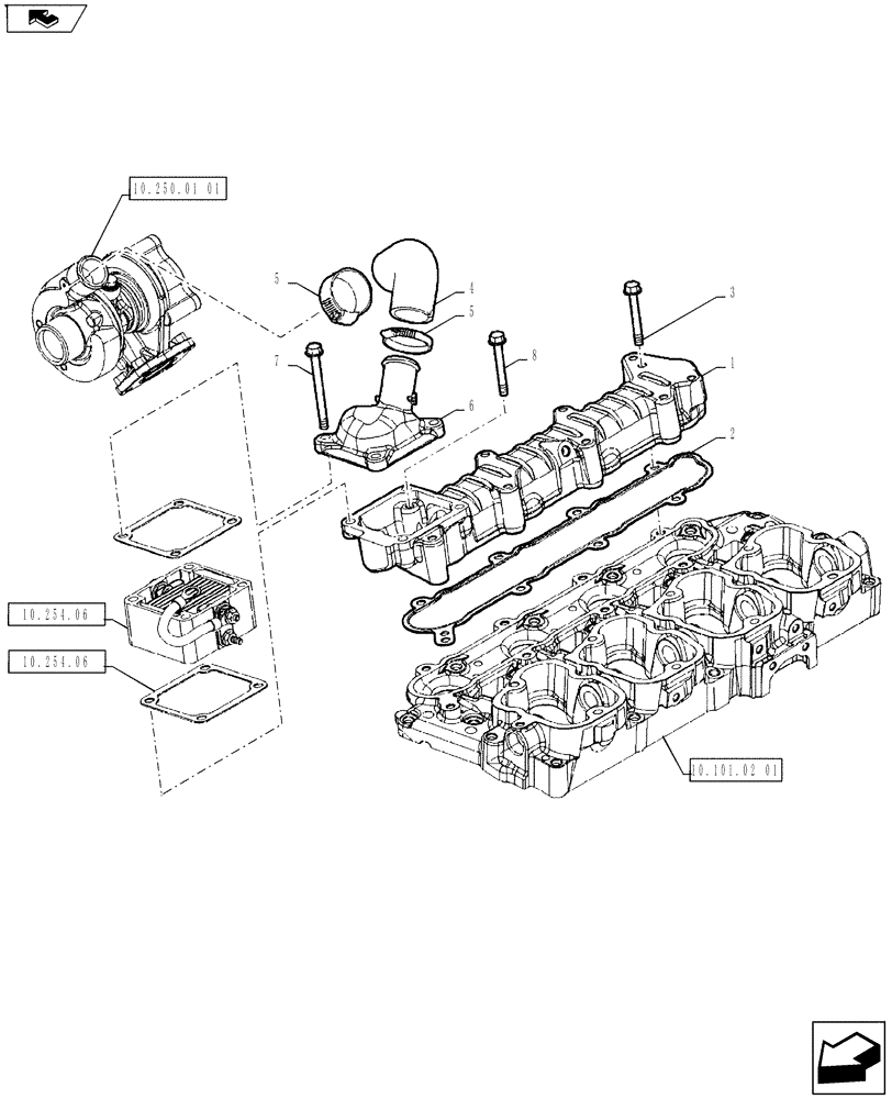 Схема запчастей Case IH FARMALL 65A - (10.254.01[01]) - INTAKE MANIFOLD (10) - ENGINE