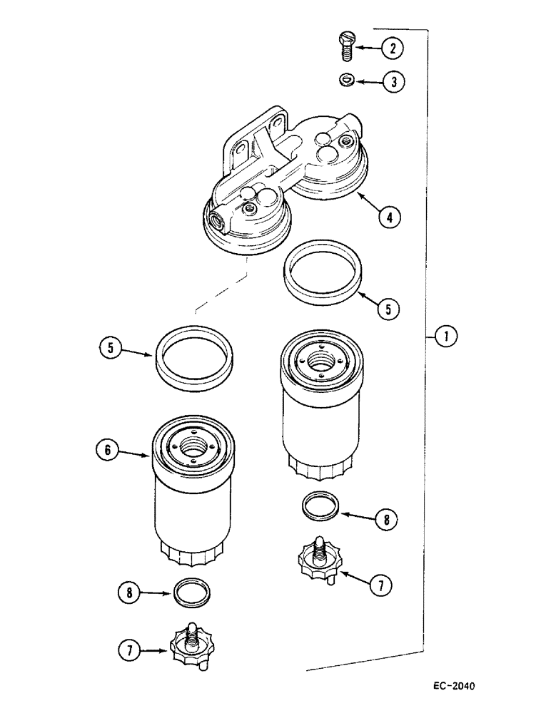 Схема запчастей Case IH 685 - (3-116) - FUEL FILTER - BOSCH, FOR TRACTORS WITH ENGINE SERIAL NO:- 685 : 679148- 885 : 063521- (03) - FUEL SYSTEM