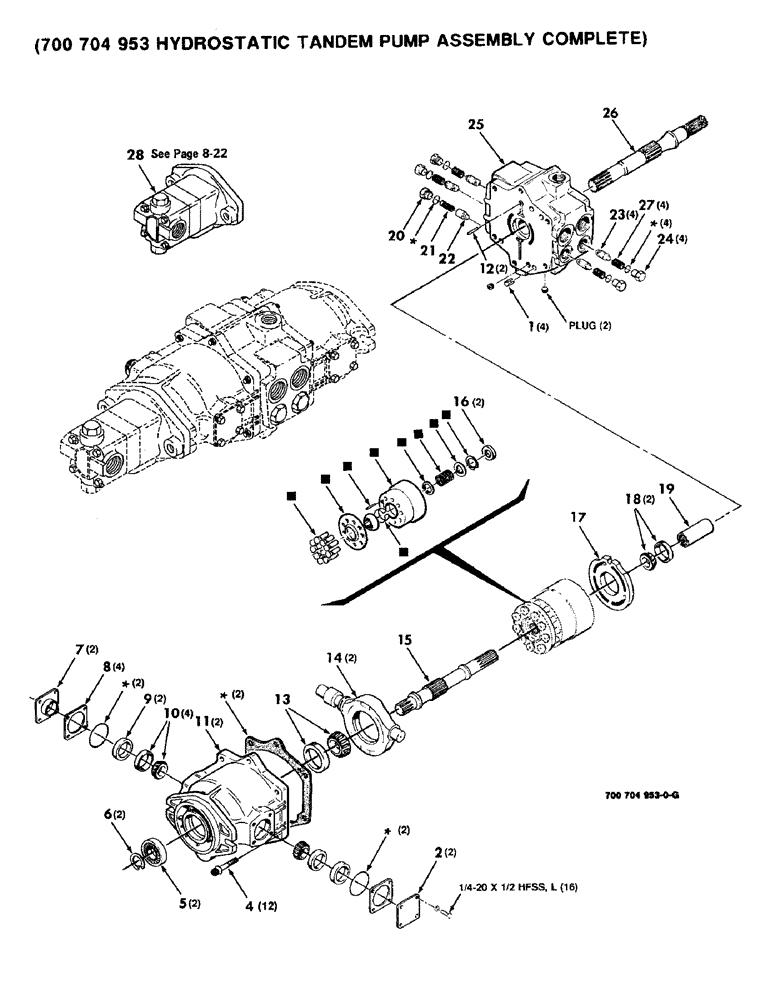 Схема запчастей Case IH 8830 - (8-20) - HYDROSTATIC TANDEM PUMP ASSEMBLY, TRANSMISSION, 700704953 HYDROSTATIC TANDEM PUMP ASSEMBLY COMPLETE (08) - HYDRAULICS