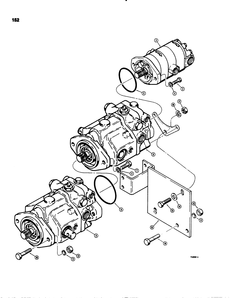 Схема запчастей Case IH 1845S - (152) - TANDEM PUMP ASSEMBLY AND MOUNTING (35) - HYDRAULIC SYSTEMS