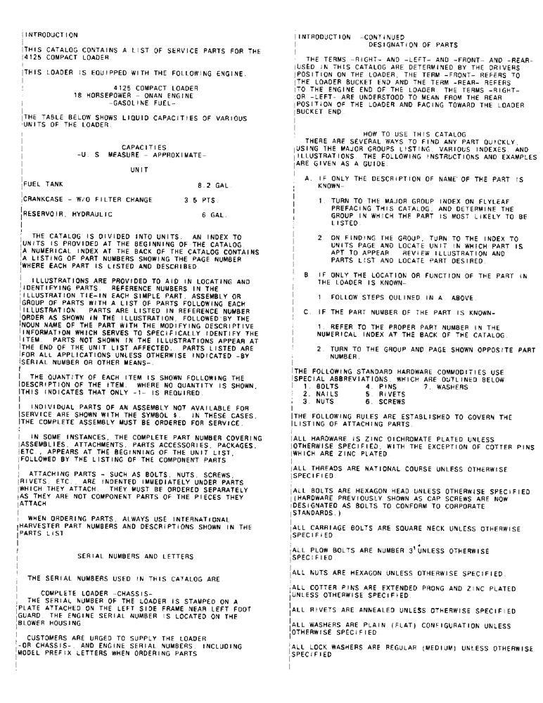 Схема запчастей Case IH 4125 - (003) - INTRODUCTION - FLUID CAPACITIES (00) - GENERAL