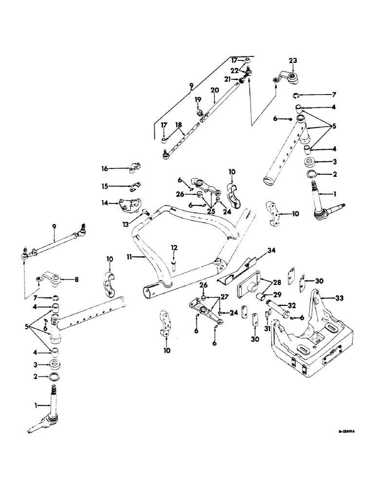 Схема запчастей Case IH 606 - (122) - FRONT AXLE, STEERING KNUCKLES, ADJUSTABLE FRONT AXLE AND SUPPORTS (04) - FRONT AXLE