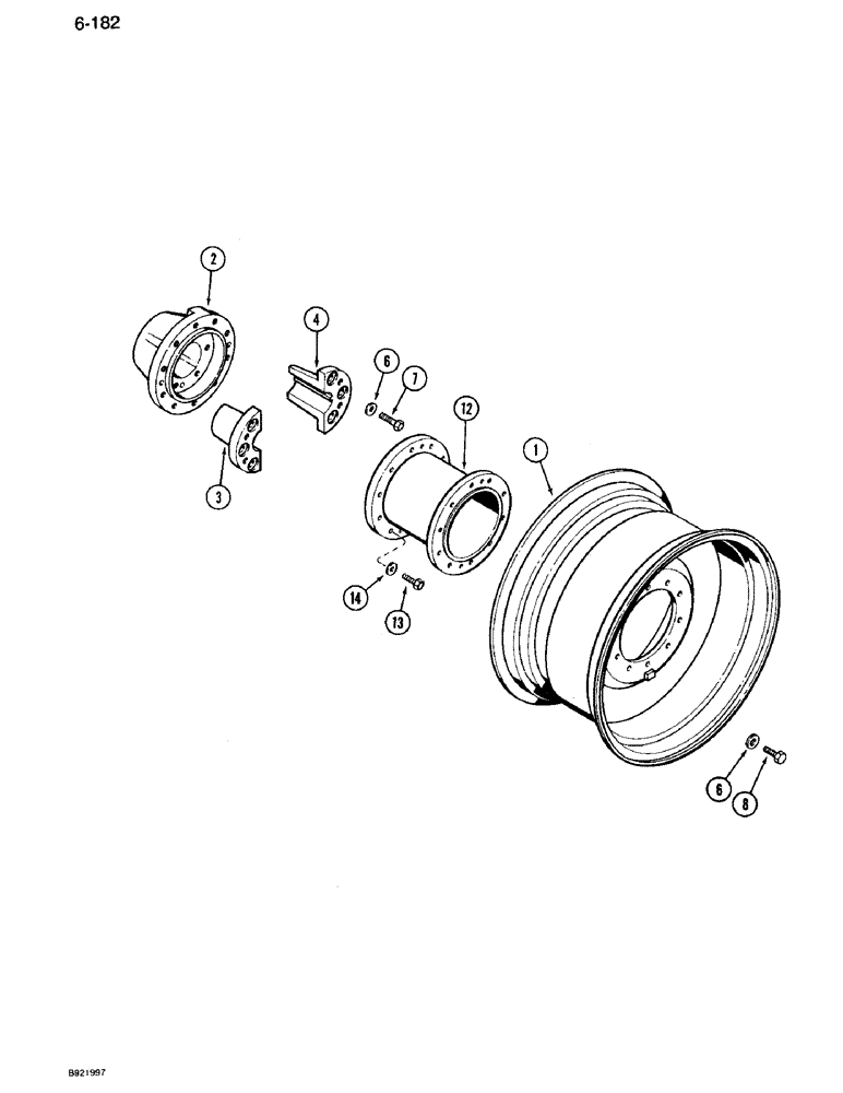 Схема запчастей Case IH 7120 - (6-182) - STEEL DUAL WHEELS FOR 118 INCH AXLES, 32 AND 34 INCH, 7120 TRACTOR (06) - POWER TRAIN
