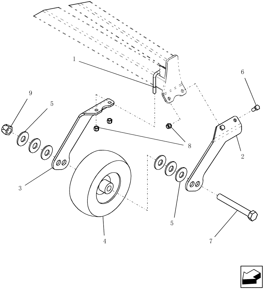 Схема запчастей Case IH SRX100 - (E.20.C[02]) - SUSPENDED BOOM - BREAKAWAY WHEEL ASSEMBLY - NO WINDSCREEN E - Body and Structure