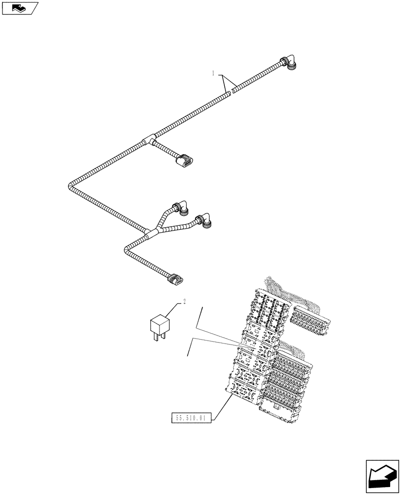 Схема запчастей Case IH PUMA 130 - (55.032.02) - VAR - 332727, 332737, 332739 - HARNESS - PNEUMATIC TRAILER BRAKE (55) - ELECTRICAL SYSTEMS