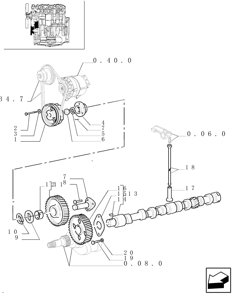 Схема запчастей Case IH JX100U - (0.08.4) - CAMSHAFT & GEARS (01) - ENGINE
